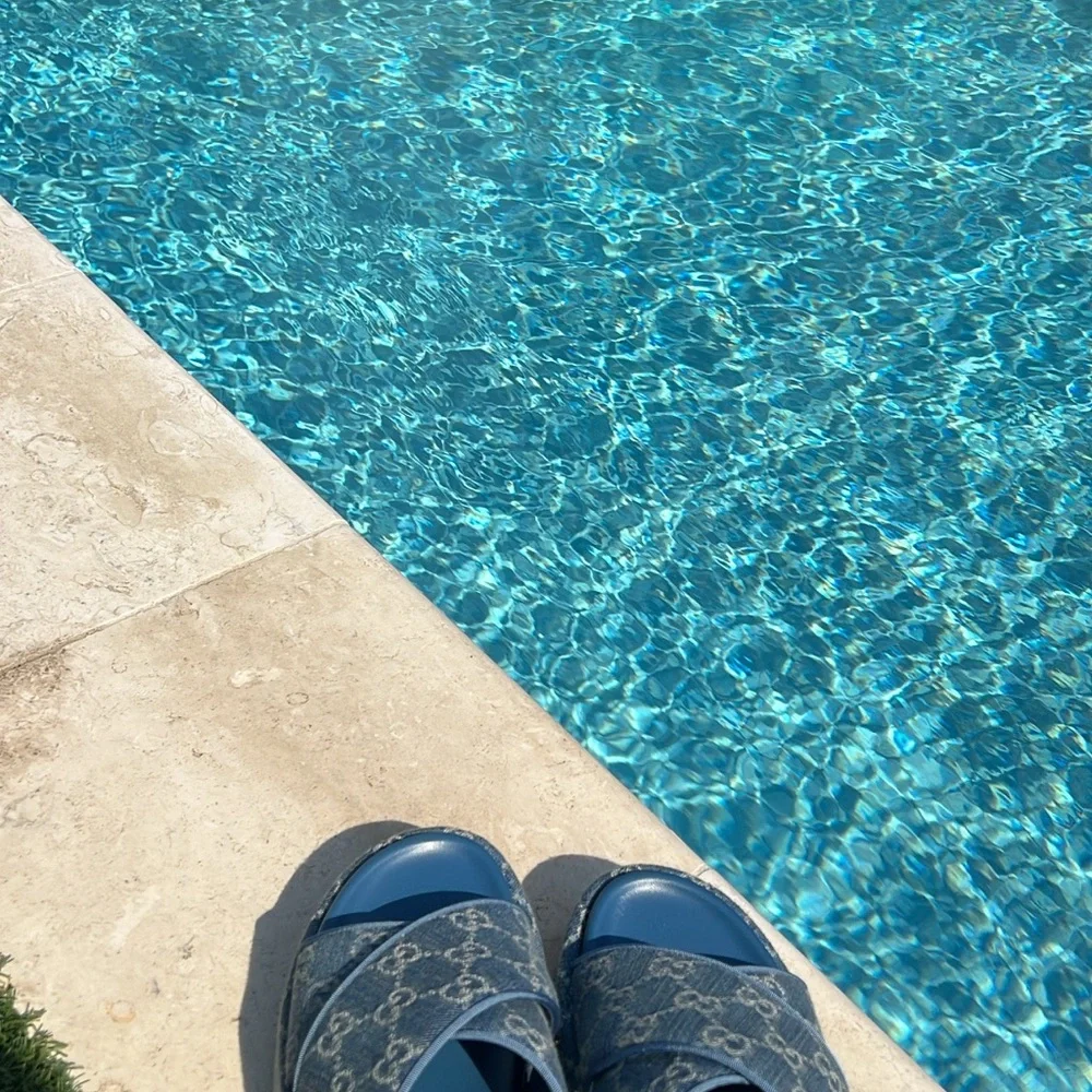Blue Patterned Slides - Picture 6 of 7